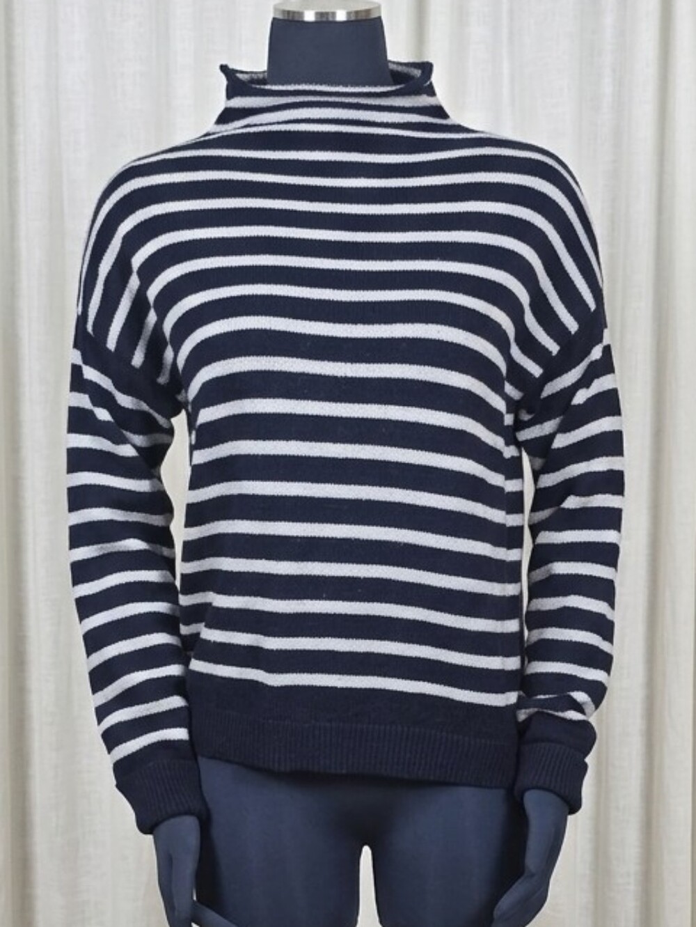 acoté By Cotélac Navy triped Navy and White Turtleneck Sweater